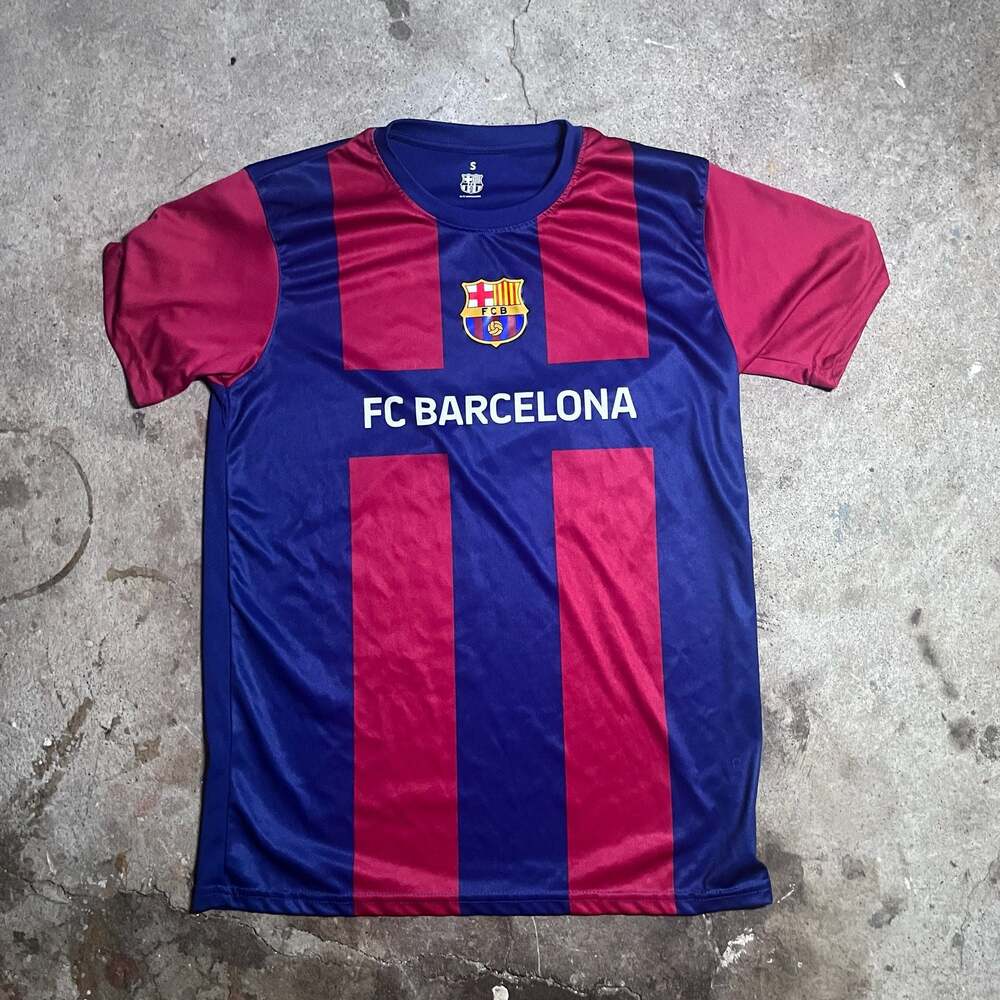 FC Barcelona Blue and Red Striped Soccer Jersey T-Shirt Size S
